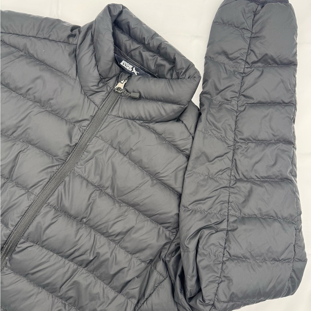 Eddie Bauer Jacket Mens Small Black EB650 Down Puffer Lightweight Zip Packable